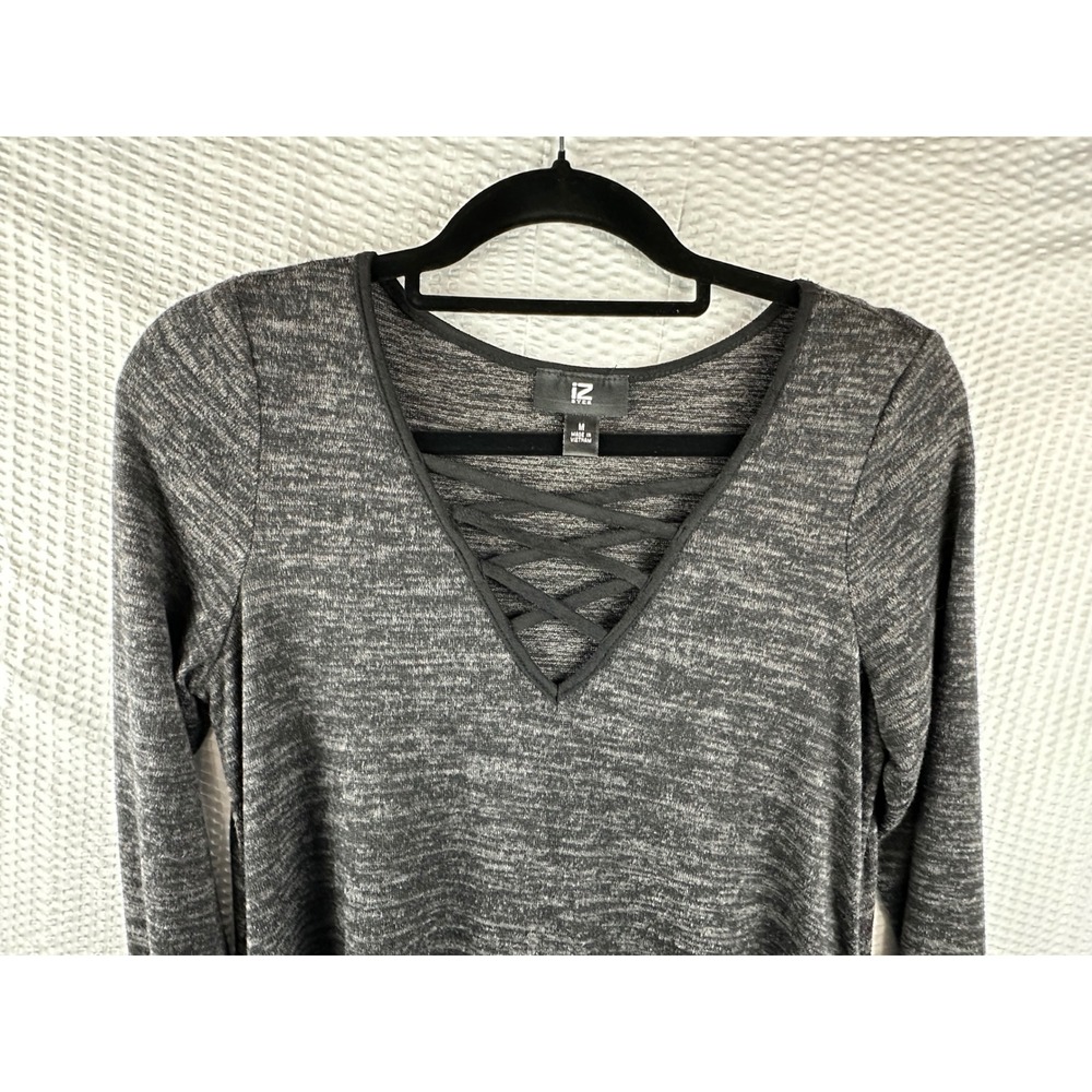 IZ Byer Women's‎ Black Crisscross V-Neck Long Sleeve A-Line Dress MEDIUM NWT - Picture 3 of 10